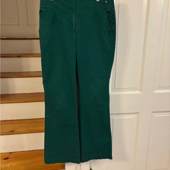 Boden Kelly Green Wide-Leg Pants, pink detail. Size 8, cotton twill - Picture 2 of 6